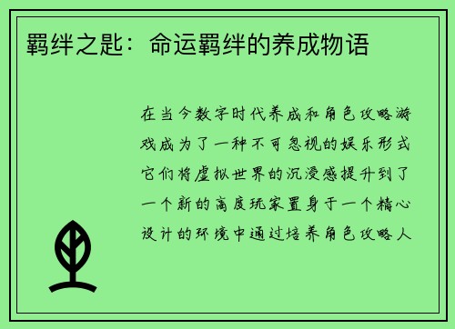 羁绊之匙：命运羁绊的养成物语